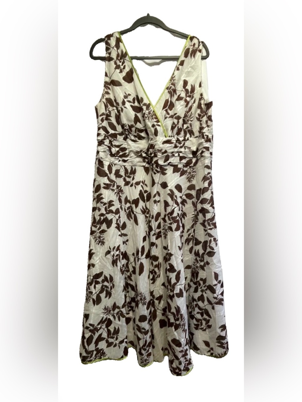 Robbie Bee White Dress with Brown Floral Print